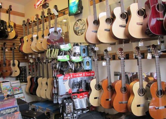 Cordoba Classical & Fender, Guild, Ibanez & Takamine Steel String Guitars Inside Guitar Stop Cambridge MA