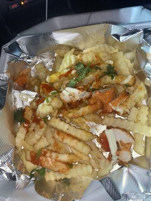 Loaded fries with chicken tikka