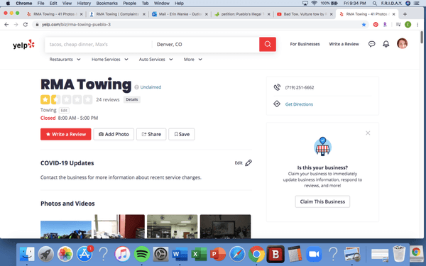 RMA Towing doesn't even have 2 stars