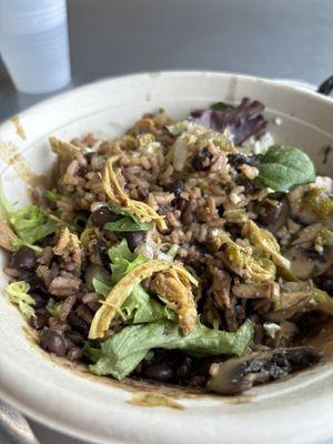 Lentil Rice Bowl with Latin Pulled Chicken