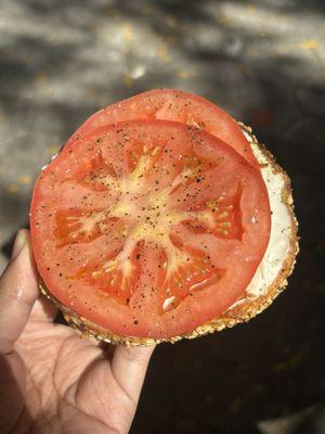 Bagel with Cream Cheese and Tomato.