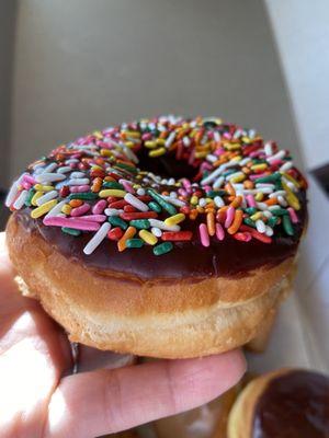 Chocolate and rainbow sprinkles