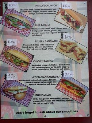 Sandwich Mania Menu