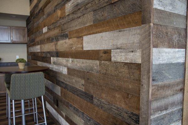 This is our reclaimed mix gray and brown wallboard paneling.