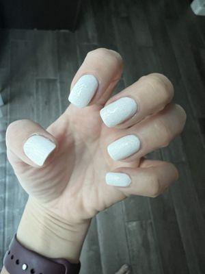 White Sparkle Dip Manicure by Kevin