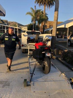 Richard, a specialist, picked up my Ducati perfectly and carefully.  Thank you Richard!