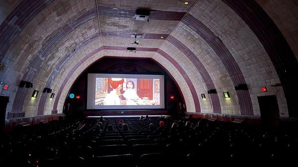 350-seat theater, old school curved roof for great sound.