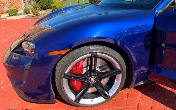 Re-painted brake calipers to match car interior.