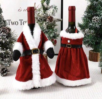 Holiday 1pc/2pcs Set Creative Christmas Red Sparkling Juice/Wine Bags

Classic Vintage Christmas Dress Bottle Cover, Santa Claus