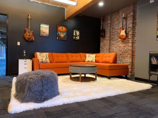 Orange happiness! Locally made Lodi sectional.