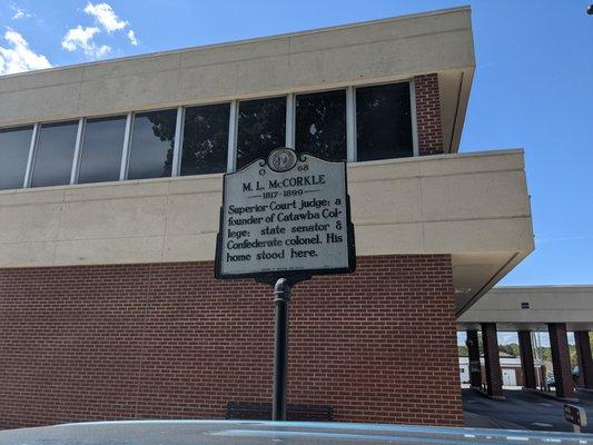 ML McCorkle Historical Marker