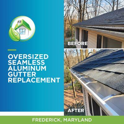 Oversized, seamless aluminum gutter replacement