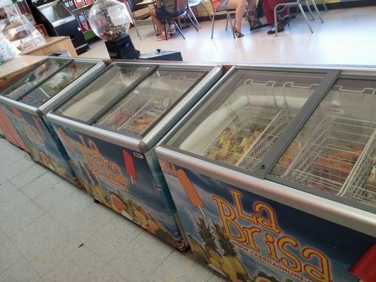 The freezer case full of paletas. So many choices!!