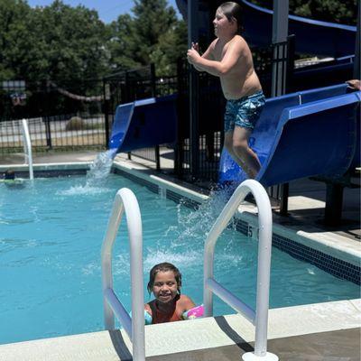 Two slide at the pool