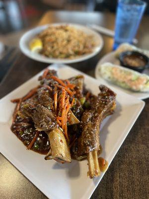 Beef Ribs (background has spring rolls and pad Thai)