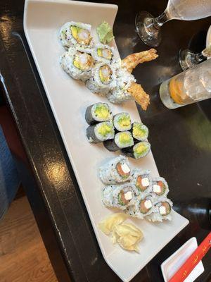 Bagel Roll,  Shrimp Tempura Roll, Avocado roll