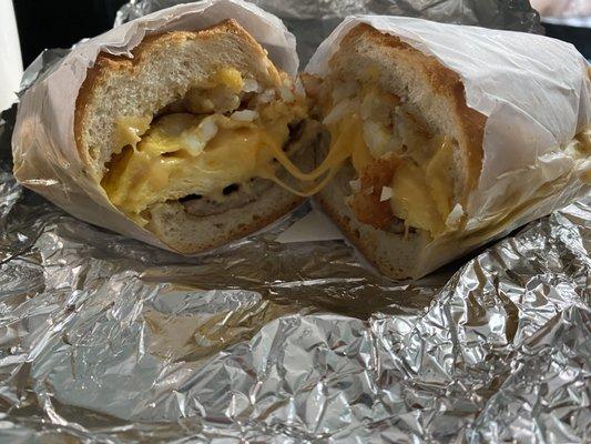 Hungry man Breakfast sandwich