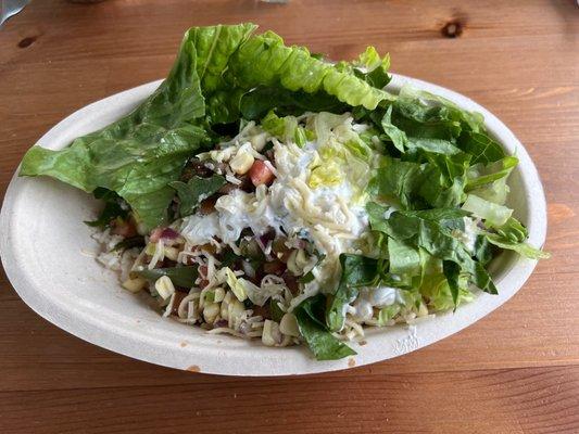 Burrito bowl comes with a fifth of empty space