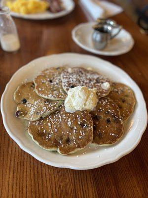 6 blueberry pancakes.