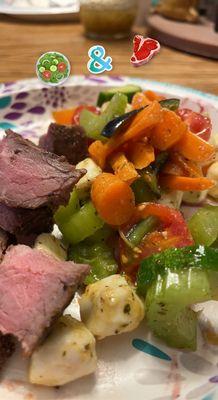 Steaks and veggies