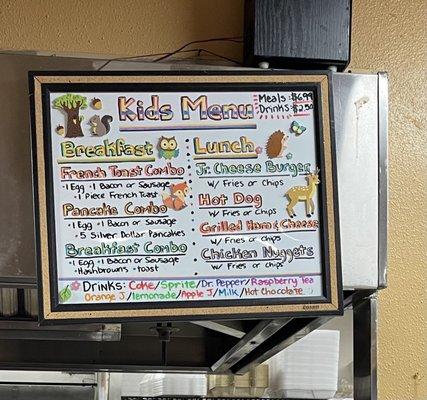 Whiteboard kid's menu