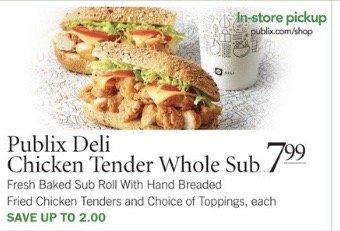 Publix chicken tender sub sale 6/9 - 6/15.