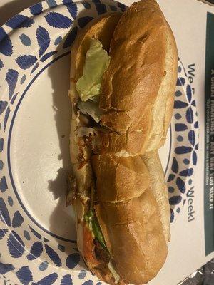 Steak and cheese on ciabatta bread