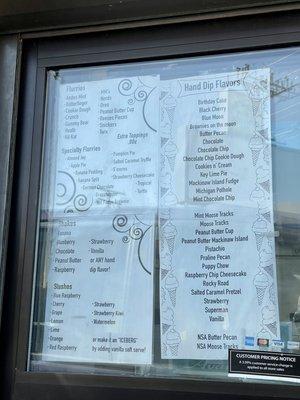 Drive thru window menu