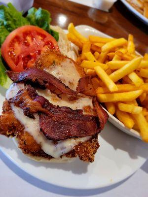 Loaded chicken sandwich & fries