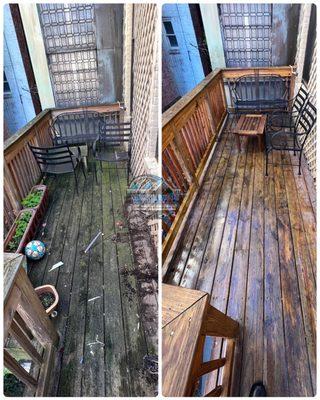 Wood deck cleaning