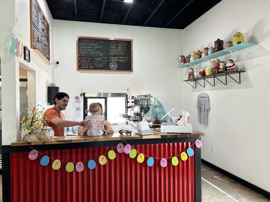 Register and menu board.