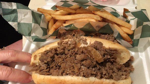 The Pennsylvania cheesesteak with fries