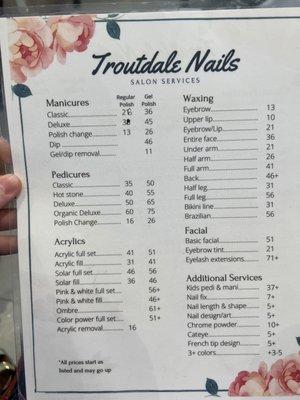 Service menu