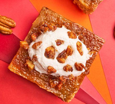 November specialty flavor - Southern Belle A delicious pecan pie blondie topped with whipped cream and candied pecans. Mmmmm