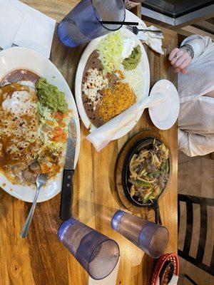 Steak fajitas and Burrito Deluxe