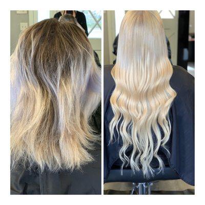 Blonding and added extensions by Marie