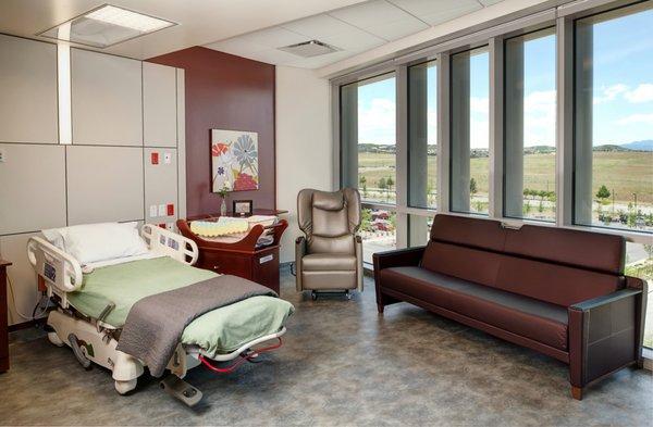 Patient room at Castle Rock Adventist Hospital