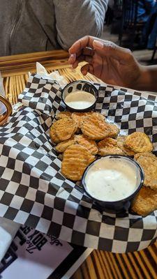 Fried pickles w/ranch. Y first time trying them, I liked them.