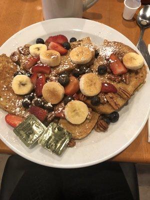 French toast with fresh fruit on nut bread