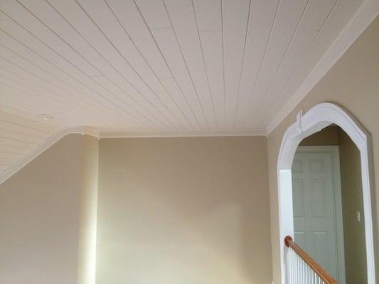 Pine ceiling stain in Preston (March 2014)