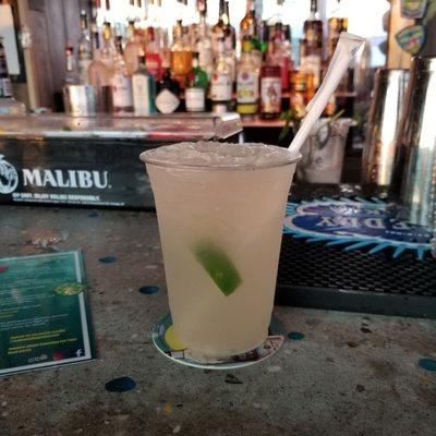 Life's a Peach ~ white peach puree, gin, lime juice and splash of seltzer