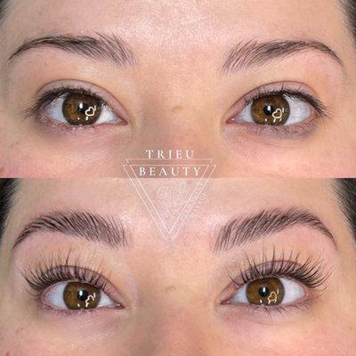 Brow lamination and eyelash lift and tint