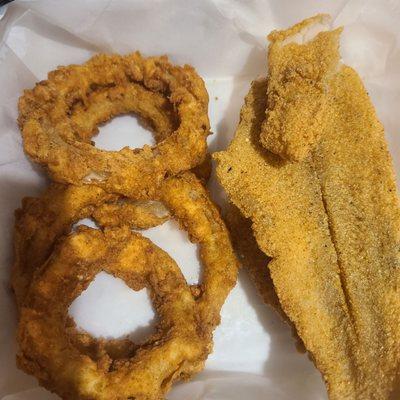 Fried catfish and onion rings