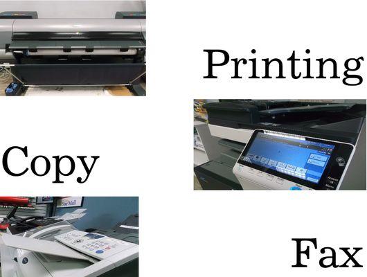 We do Copies, Enlarged Photo Printing, & Faxing.