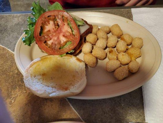 Spice honey chicken sandwich with fried cheese