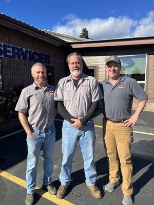 Co-owner Eric Donenfeld, Manager Casey Gannon and David Keyes pose at the grand opening of the new Accurate Northwest in 2023.