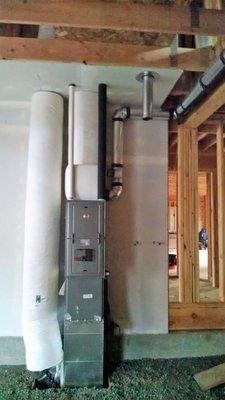 New construction Rheem 95% high efficiency gas furnace a/c ready.