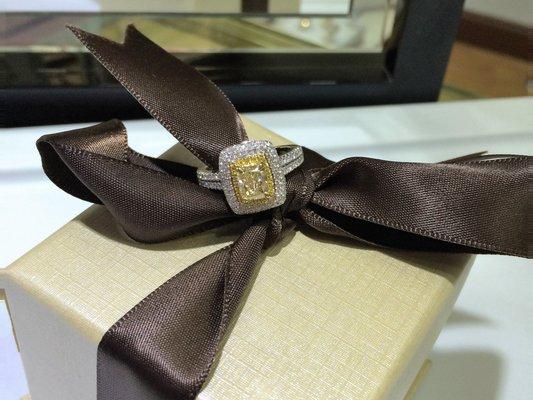 14  K Yellow Diamond Engagement ring.