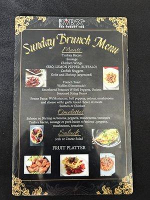 SUNDAY BRUNCH MENU