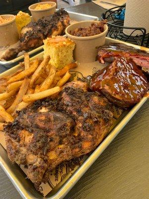 Three meat combo- Chicken, Meatloaf & Ribs